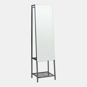 Espelho de corpo inteiro 2 em 1 Klilbojle com 2 prateleiras 160x40x35cm Preto en.casa