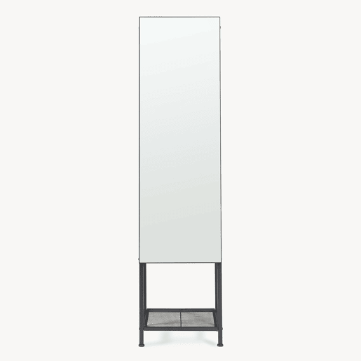 Espelho de corpo inteiro 2 em 1 Klilbojle com 2 prateleiras 160x40x35cm Preto en.casa