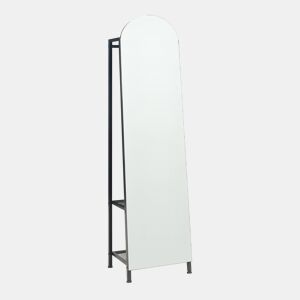 Espelho de corpo inteiro 2 em 1 Frenraby com prateleiras 165x40x35 cm Preto en.casa