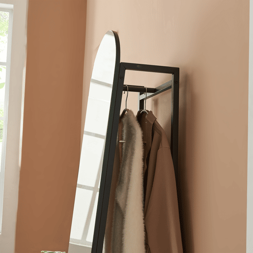 Espelho de corpo inteiro 2 em 1 Frenraby com prateleiras 165x40x35 cm Preto en.casa