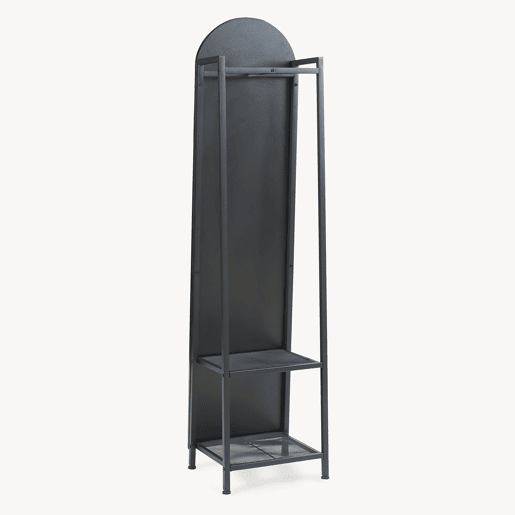 Espelho de corpo inteiro 2 em 1 Frenraby com prateleiras 165x40x35 cm Preto en.casa