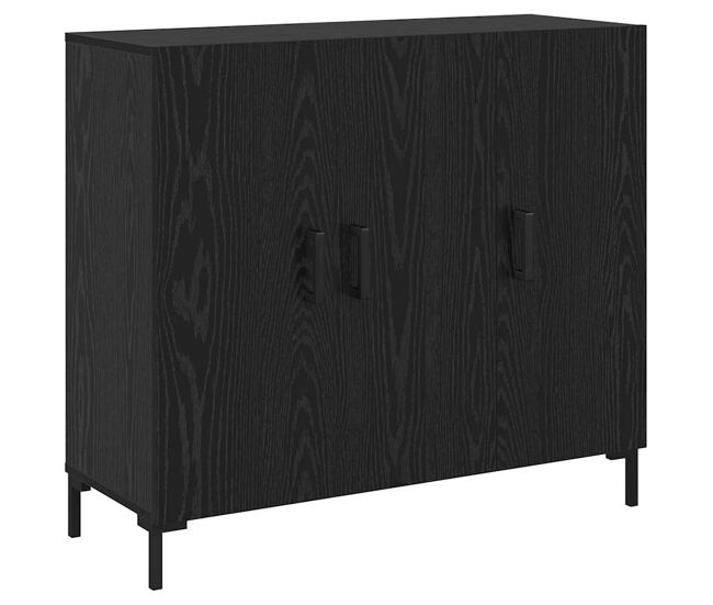 Aparador - mueble de almacenamiento roble negro 90 x 34 x 80 cm madera de ingeniería es5028