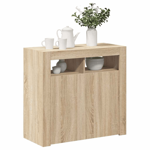 Aparador - Bufete - Móvei de apoio com luzes LED 80x35x75 cm carvalho sonoma pt2086