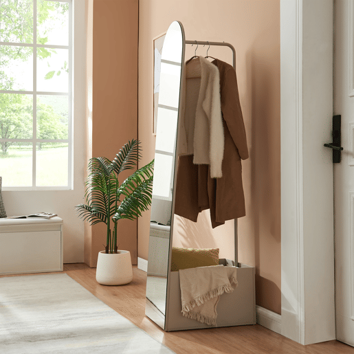 Espelho de corpo inteiro Kuonta com suporte 165x40x51cm Areia en.casa