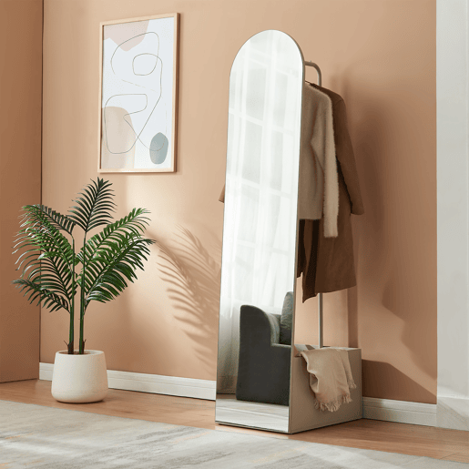 Espelho de corpo inteiro Kuonta com suporte 165x40x51cm Areia en.casa