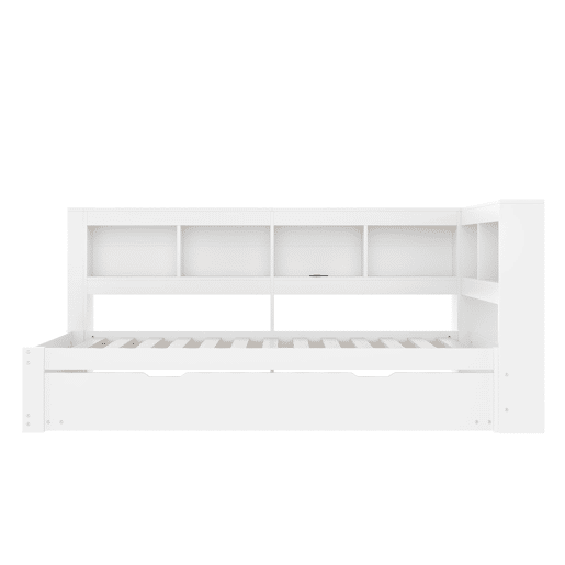 Sofá-cama, 90 x 200 cm - Com cama extraível, 2 portas USB, com estrado - Branco