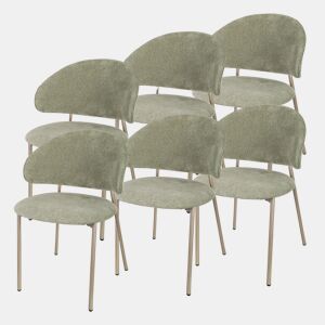 Conjunto de 6 cadeiras de jantar Lipis estofadas metal têxtil Verde en.casa