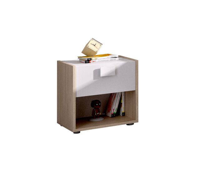 Conjunto de dormitorio dina pack 3 cama + cómoda + mesita blanco/natural