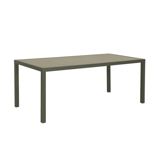 Mesa de jardim em alumínio e textilene, 8 cadeiras, Capua 180, Verde caqui, 182.5x90x71 cm