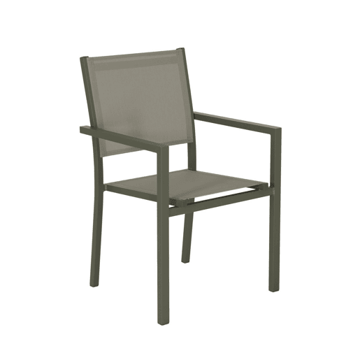 Mesa de jardim em alumínio e textilene, 8 cadeiras, Capua 180, Verde caqui, 182.5x90x71 cm