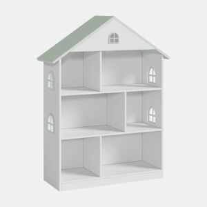 Prateleira infantil Vipsali em forma de casa MDF 107x83x30cm - Branco  Verde en.casa