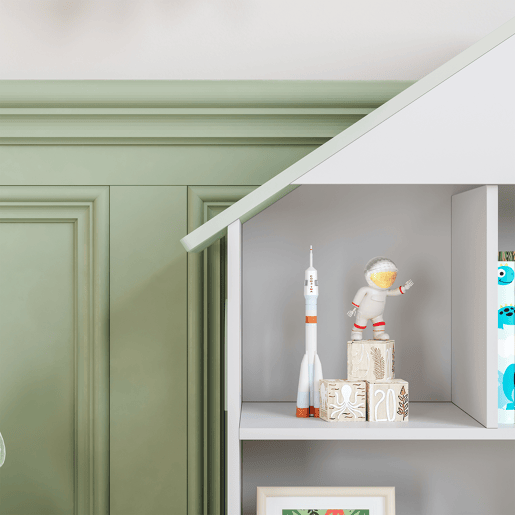 Prateleira infantil Vipsali em forma de casa MDF 107x83x30cm - Branco  Verde en.casa