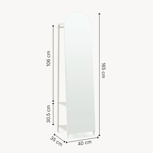 Espelho de corpo inteiro 2 em 1 Frenraby com prateleiras 165x40x35 cm - Areia en.casa Espelho de corpo inteiro 2 em 1 Frenraby com prateleiras 165x40x35 cm - Areia en.casa