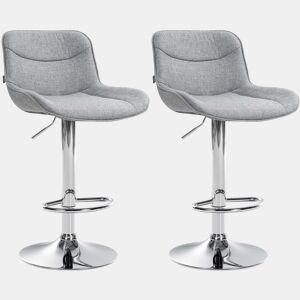 Conjunto de 2 banquetas giratórias ergonômicas com costura decorativa em tecido cinza e estrutura de metal cromado 10_0006200
