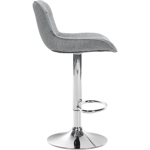 Conjunto de 2 banquetas giratórias ergonômicas com costura decorativa em tecido cinza e estrutura de metal cromado 10_0006200