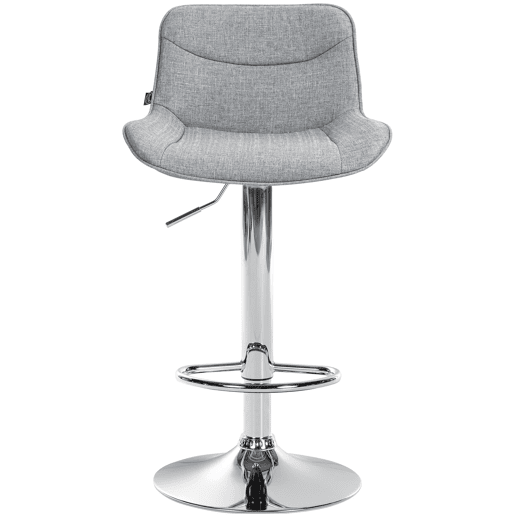 Conjunto de 2 banquetas giratórias ergonômicas com costura decorativa em tecido cinza e estrutura de metal cromado 10_0006200