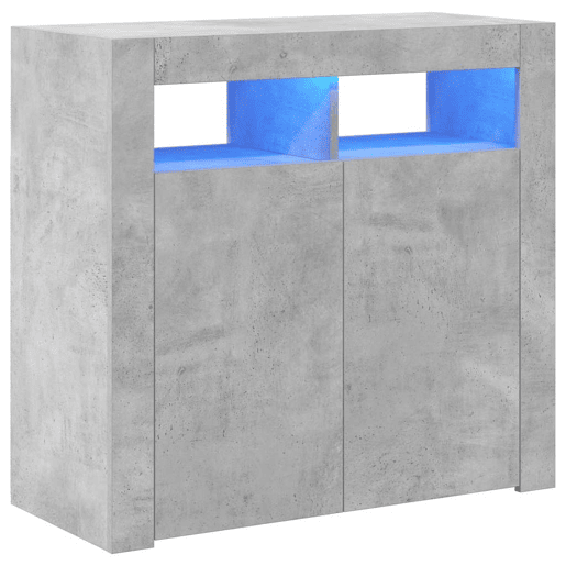 Aparador - Bufete - Móvei de apoio com luzes LED 80x35x75 cm cinzento cimento pt1967