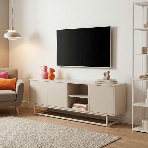 Armário baixo Boxholm com 3 portas 160x30x57 cm Cor areia en.casa