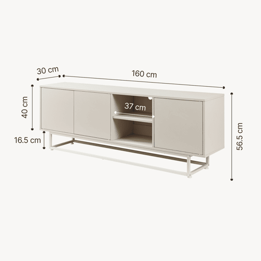 Armário baixo Boxholm com 3 portas 160x30x57 cm Cor areia en.casa