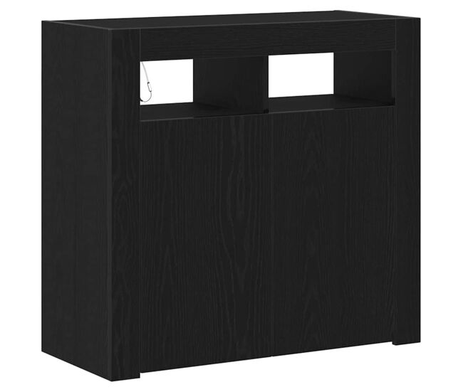Aparador - mueble de almacenamiento roble negro 80 x 35 x 75 cm madera de ingeniería es5018