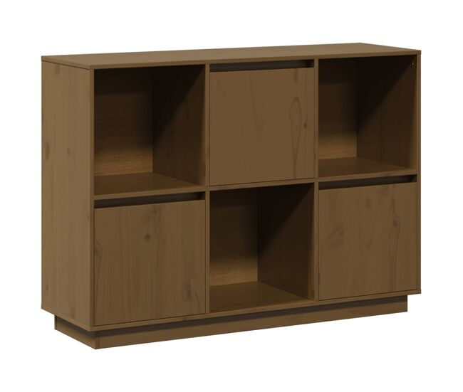 Aparador - mueble de almacenamiento de madera maciza de pino marrón miel 110,35x35x80 cm es3983