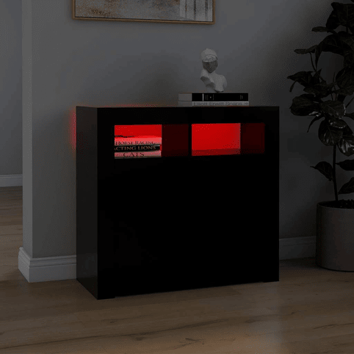 Aparador - Bufete - Móvei de apoio com luzes LED 80x35x75 cm preto pt2020
