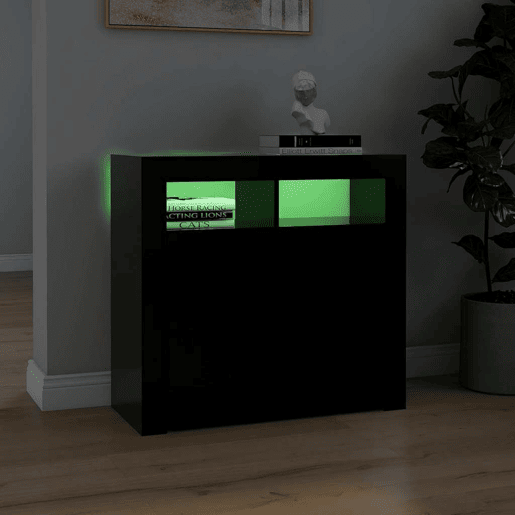 Aparador - Bufete - Móvei de apoio com luzes LED 80x35x75 cm preto pt2020
