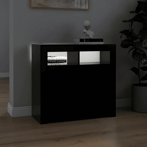 Aparador - Bufete - Móvei de apoio com luzes LED 80x35x75 cm preto pt2020