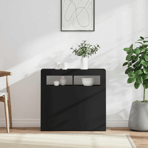 Aparador - Bufete - Móvei de apoio com luzes LED 80x35x75 cm preto pt2020