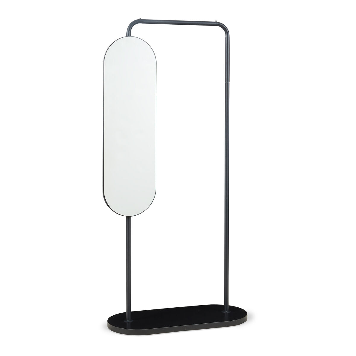 Perchero idependiente vamn con espejo giratorio 167x80x35cm - negro [en.casa]