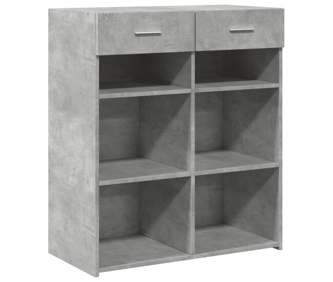Aparador - mueble de almacenamiento de madera contrachapada gris hormigón 80x42,5x93 cm es2849