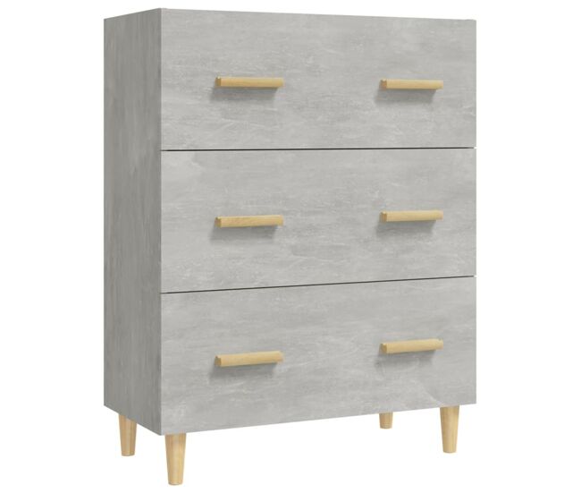 Aparador - mueble de almacenamiento de madera contrachapada gris hormigón 70x34x90 cm es2829