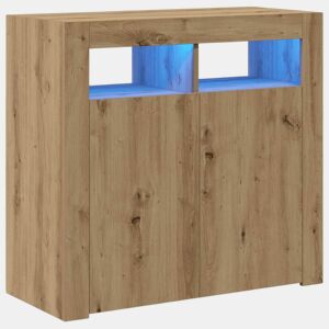 Aparador - Bufete - Móvei de apoio com LED 80x35x75 cm deriv. madeira carvalho artisiano pt4213