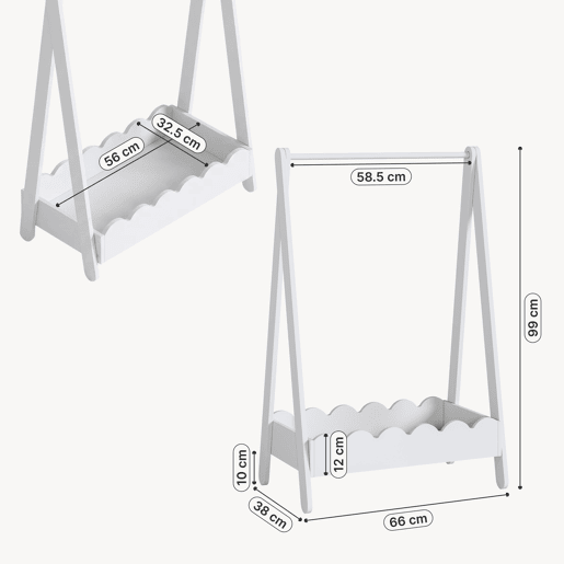 Bengaleiro de criança Vestnes MDF 99x66x38 cm Branco en.casa