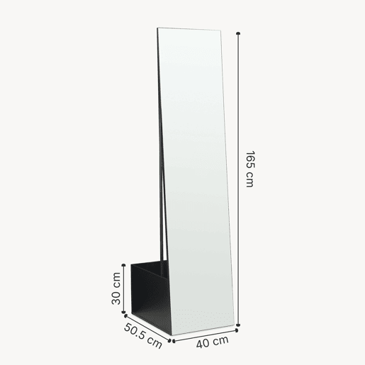 Espelho de corpo inteiro Saden com suporte 165x40x51cm Preto en.casa