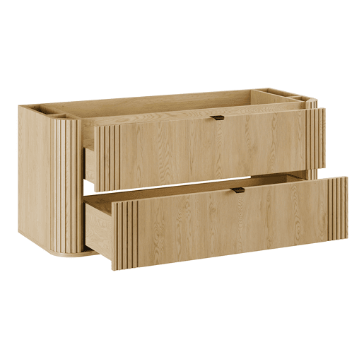 Conjunto móvel lavatório simples embutido 120 cm e coluna Mila Madeira