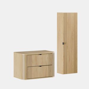 Conjunto móvel toucador 80 cm e coluna Mila Madeira