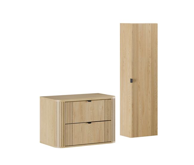 Conjunto mueble bajo lavabo 80cm y columna mila madera