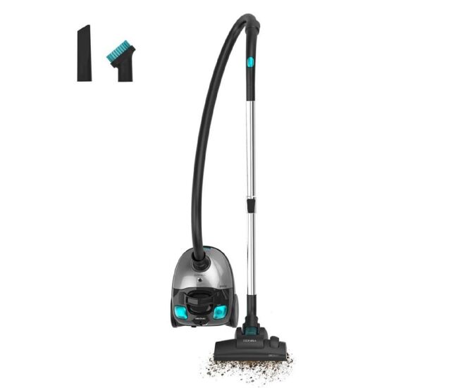 Cecotec aspirador de trineo con bolsa 2l conga powerbag 2000 compact plus. 800w, filtrado de alta eficiencia
