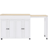 Mesa de bar extensível 117-180×50×94,6 cm - com arrumação e prateleiras - Branco