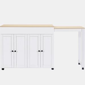 Mesa de bar extensível 117-180×50×94,6 cm - com arrumação e prateleiras - Branco