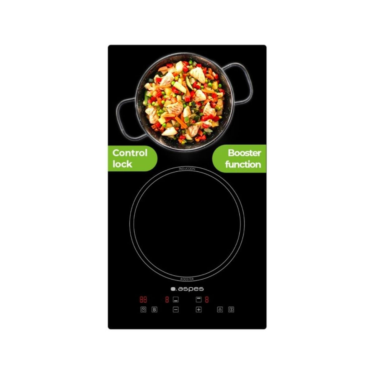 Placa inducción Aspes AI W  fuegos cristal
