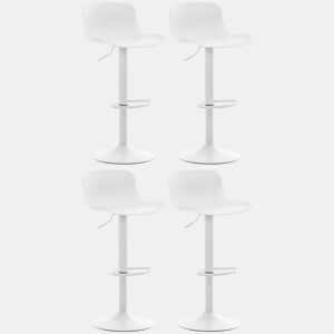 Conjunto de 4 banquetas de bar com altura ajustável e assento giratório estrutura em plástico branco e metal 10_0004491