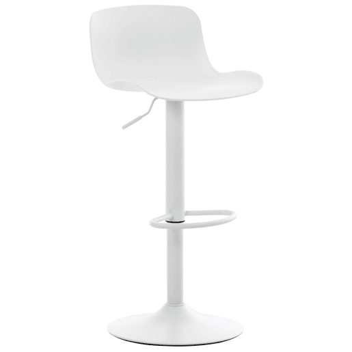 Conjunto de 4 banquetas de bar com altura ajustável e assento giratório estrutura em plástico branco e metal 10_0004491