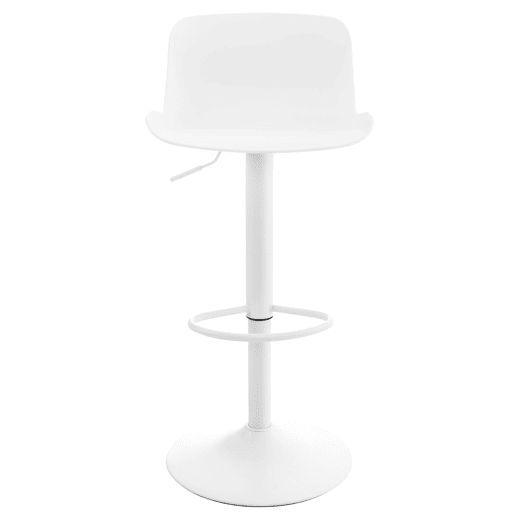 Conjunto de 4 banquetas de bar com altura ajustável e assento giratório estrutura em plástico branco e metal 10_0004491