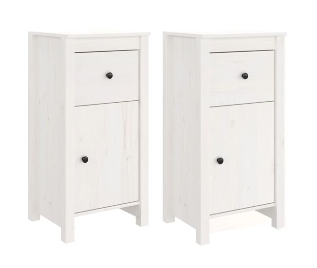 Aparador - muebles de almacenamiento 2 uds madera maciza de pino blanco 40x35x80 cm es5243