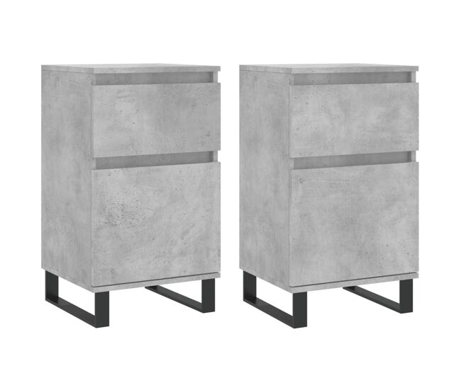 Aparador - muebles de almacenamiento 2 uds madera de ingeniería gris hormigón 40x35x70 cm es5184