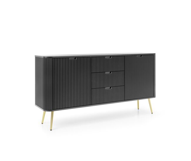 Aparador zova 168x39x87 negro, dorado