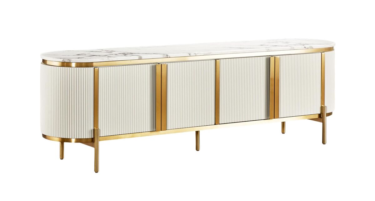 Mueble de tv stilig 200x40x60 blanco, dorado