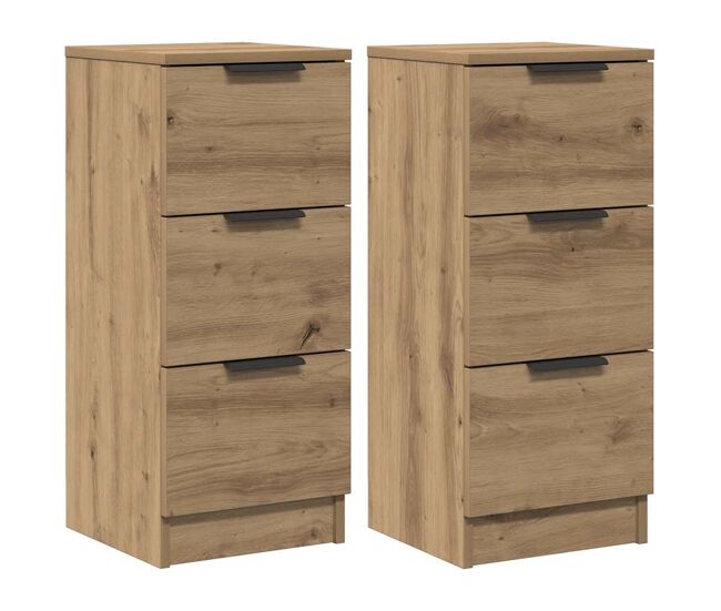 Aparador - muebles de almacenamiento 2 uds madera ingeniería roble artisian 30x30x70 cm es5239
